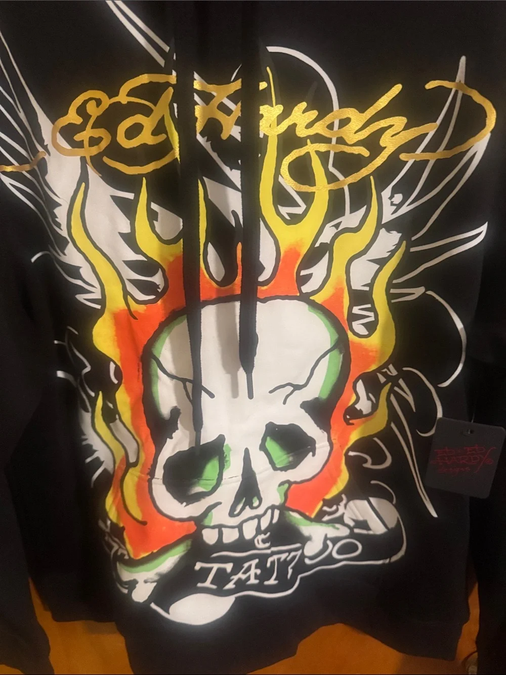 Ed Hardy Hoodie Mens Large Black